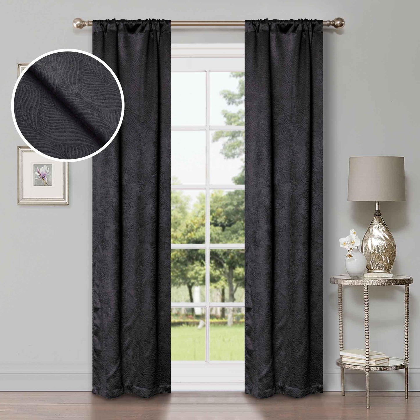 Waverly Geometric Washable Room Darkening Blackout Curtains. Set of 2