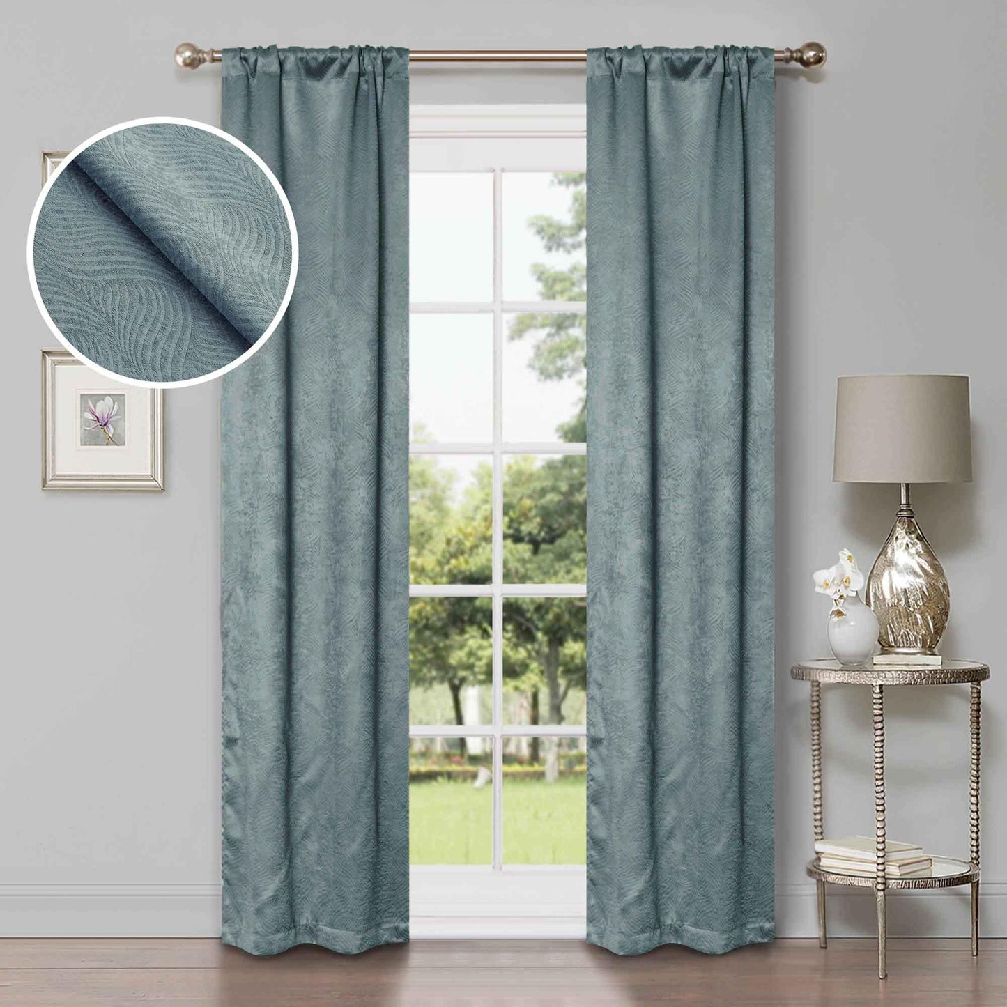 Waverly Geometric Washable Room Darkening Blackout Curtains. Set of 2