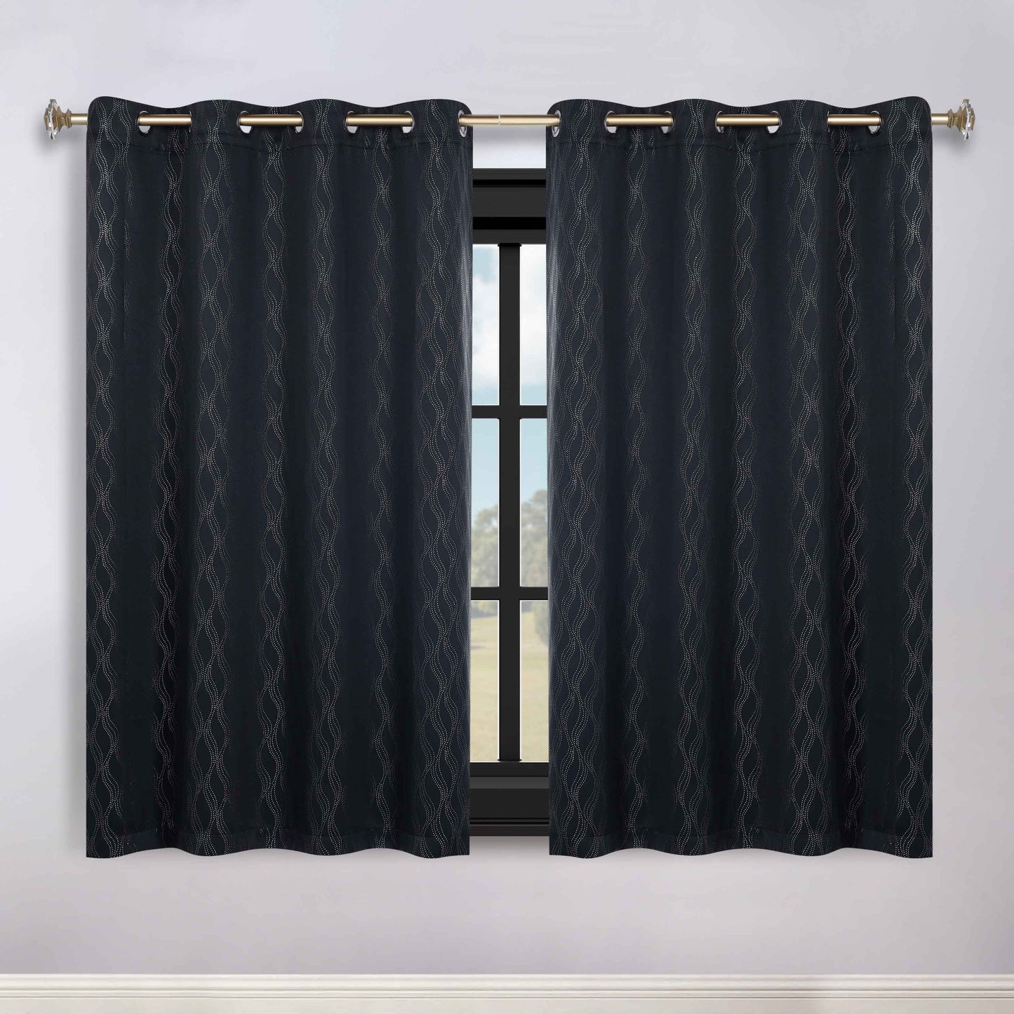 Zuri Textured Waves Room Darkening Blackout Curtains. Set of 2