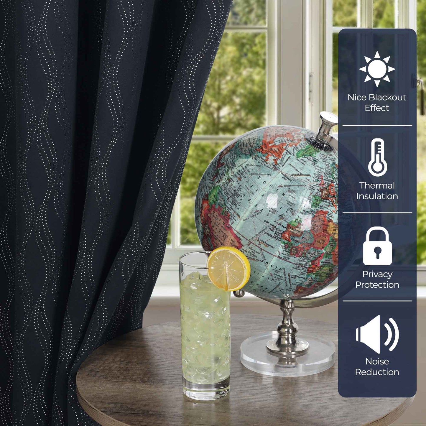 Zuri Textured Waves Room Darkening Blackout Curtains. Set of 2