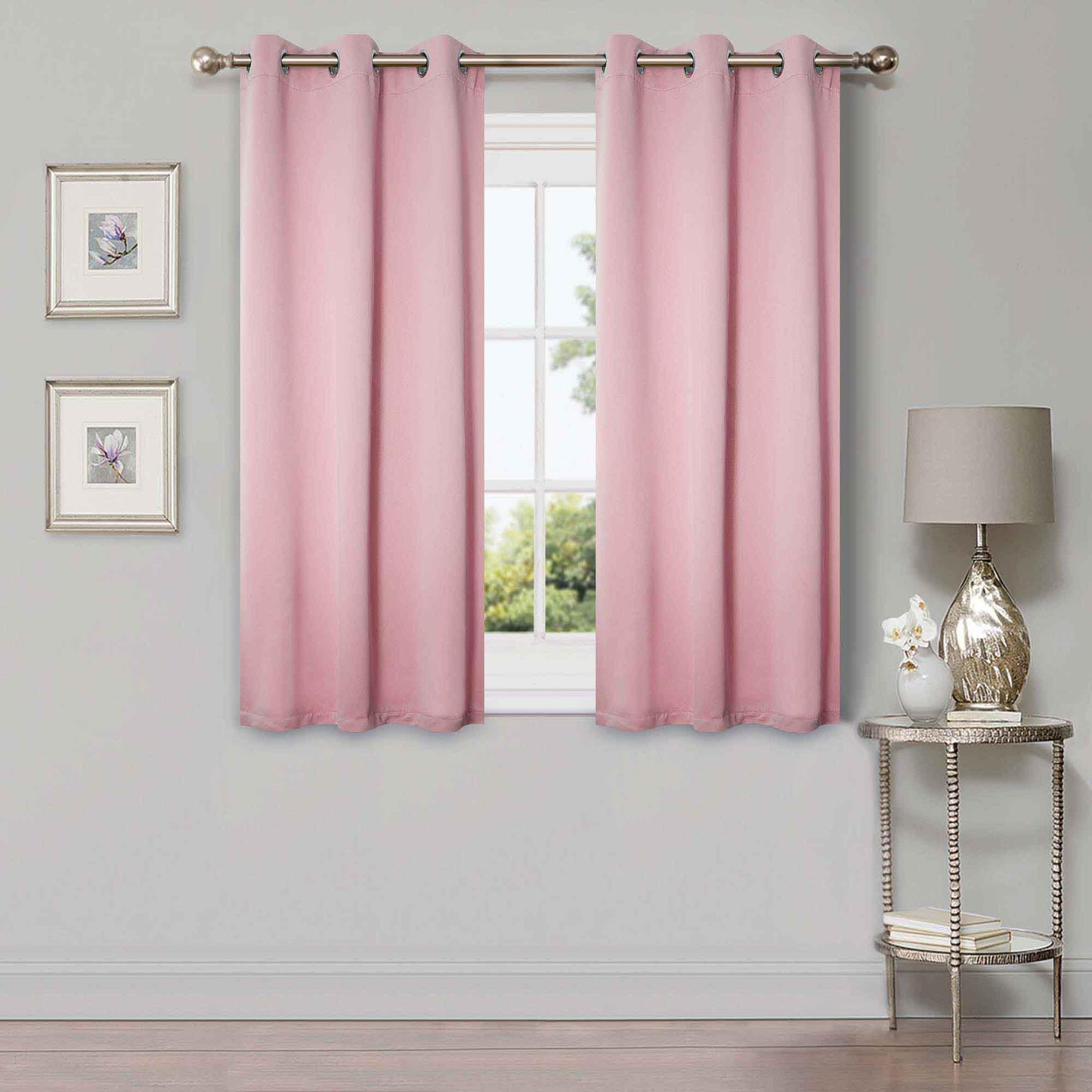 Solid Machine Washable Room Darkening Blackout Curtains. Set of 2
