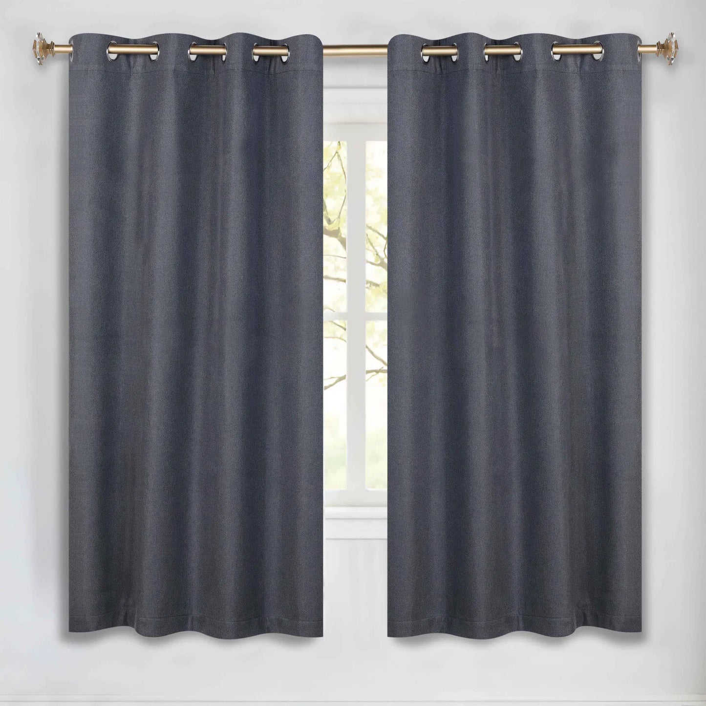 Nyan 100% Blackout Machine Washable Grommet Curtains. Set of 2 Panels