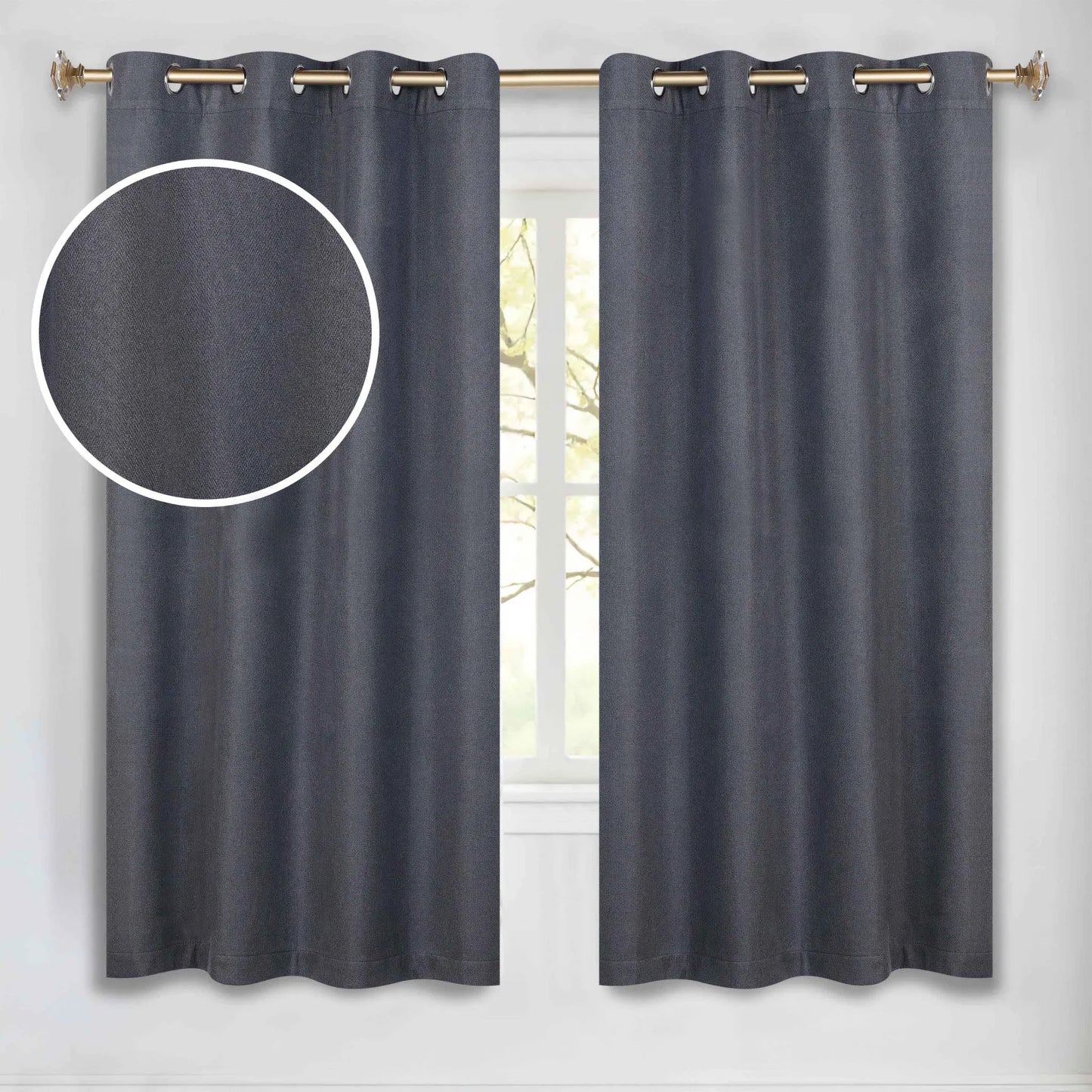 Nyan 100% Blackout Machine Washable Grommet Curtains. Set of 2 Panels