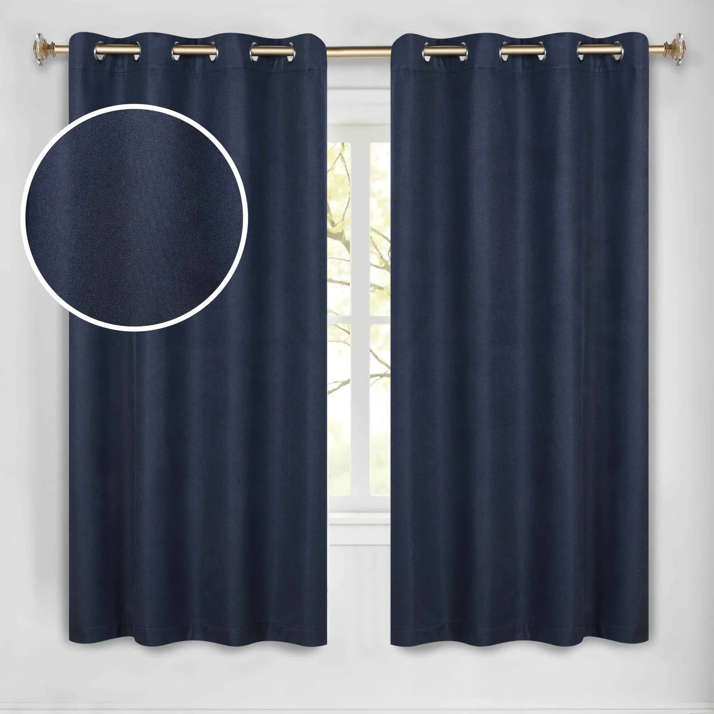 Nyan 100% Blackout Machine Washable Grommet Curtains. Set of 2 Panels