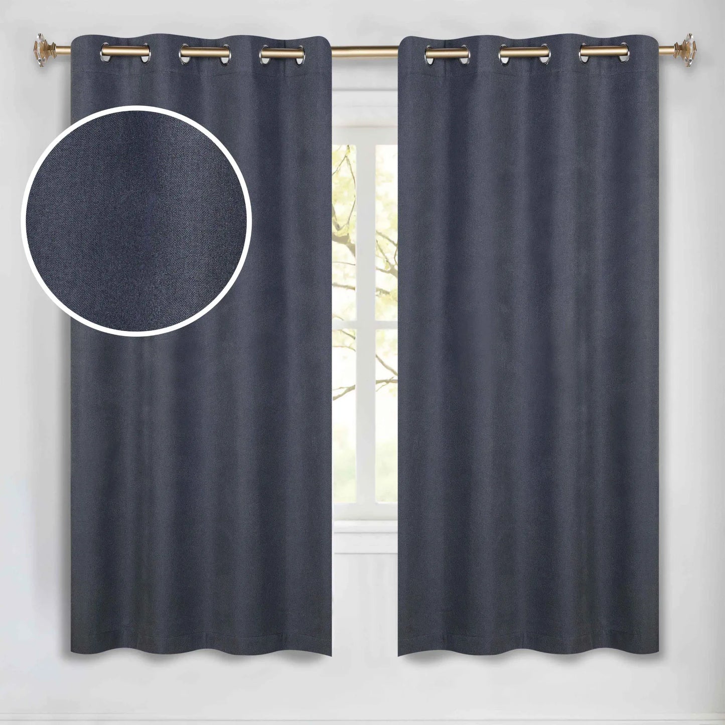 Neal 100% Blackout Machine Washable Grommet Curtains. Set of 2 Panels