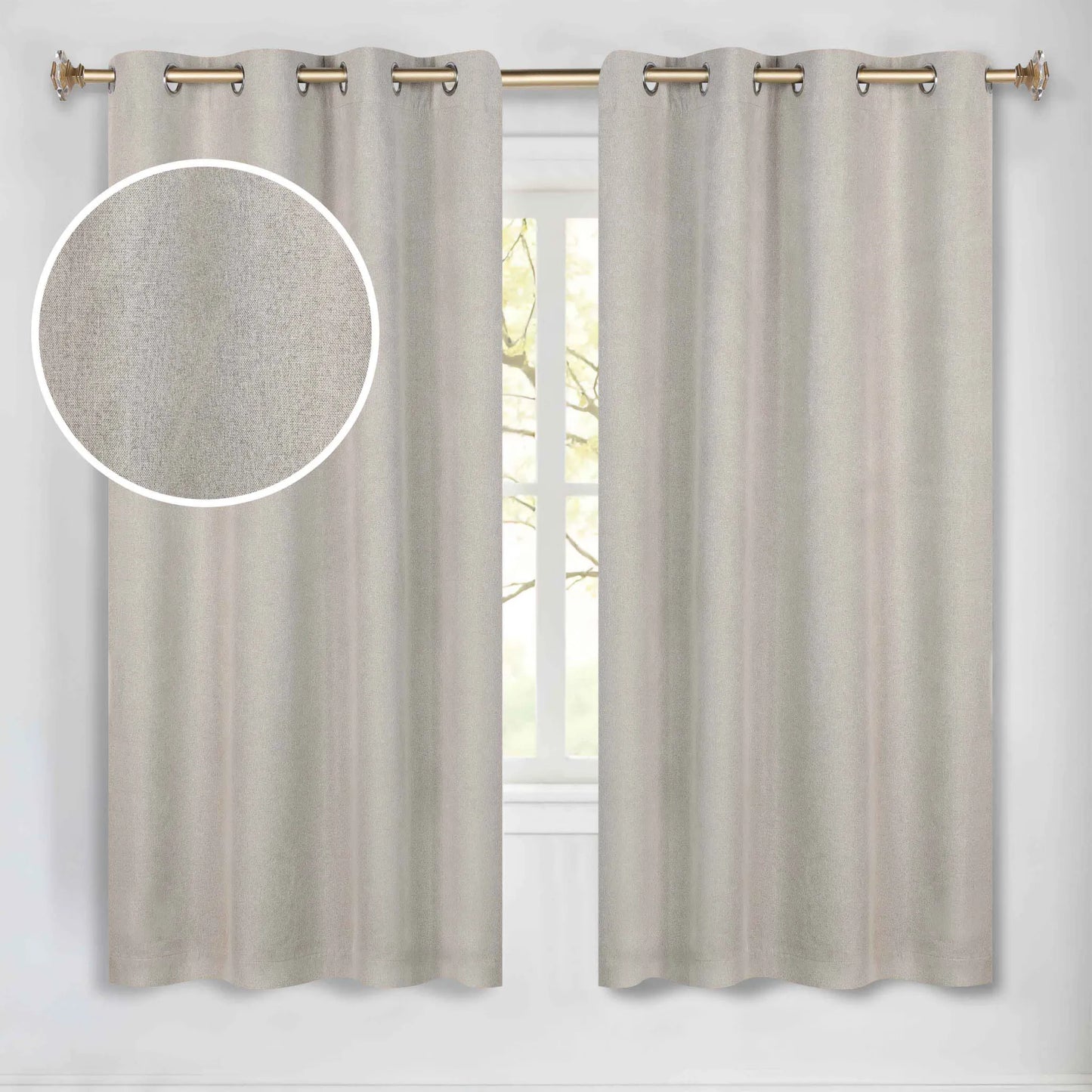 Neal 100% Blackout Machine Washable Grommet Curtains. Set of 2 Panels