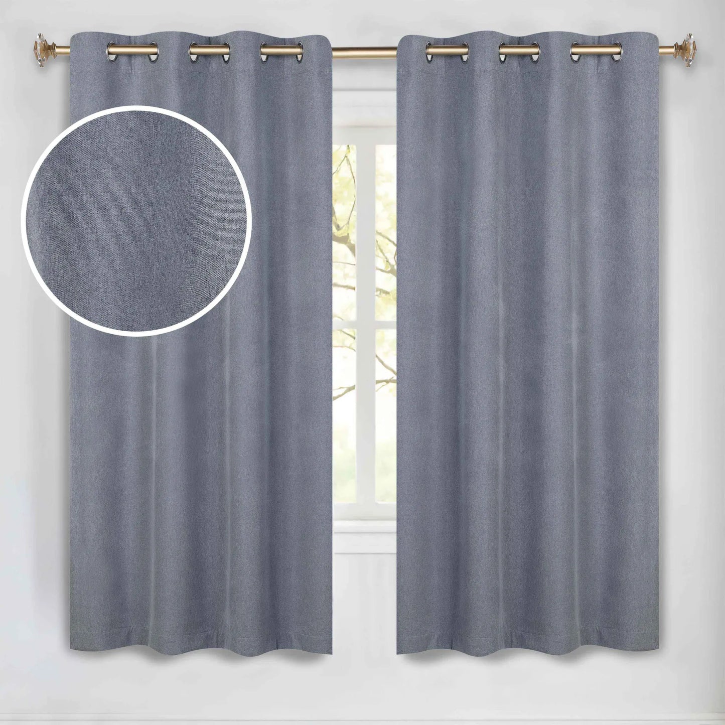Neal 100% Blackout Machine Washable Grommet Curtains. Set of 2 Panels
