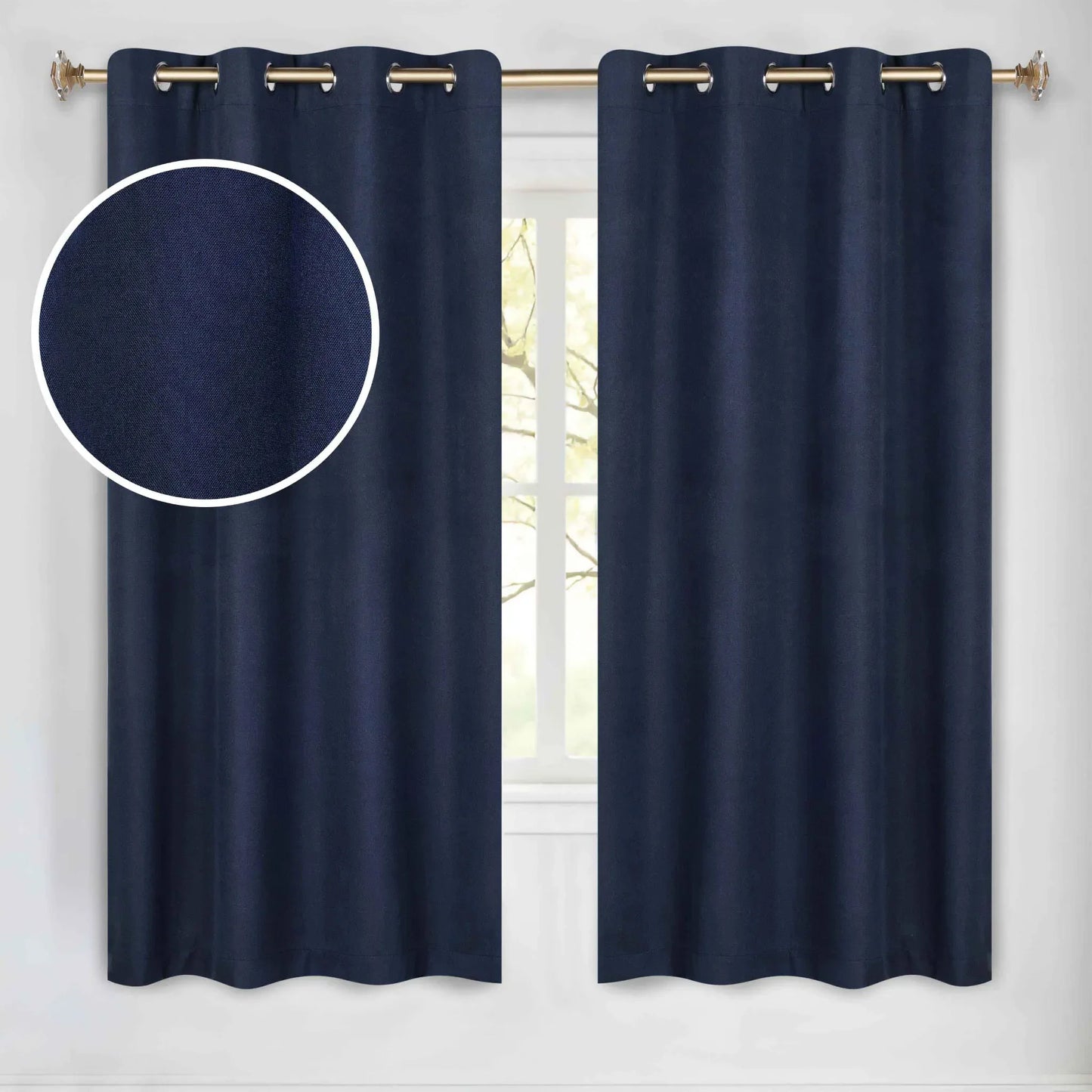Neal 100% Blackout Machine Washable Grommet Curtains. Set of 2 Panels