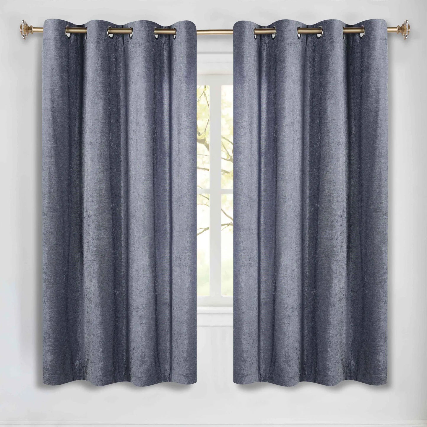 Noor Semi-Blackout Chenille Washable Grommet Curtains. Set of 2 Panels