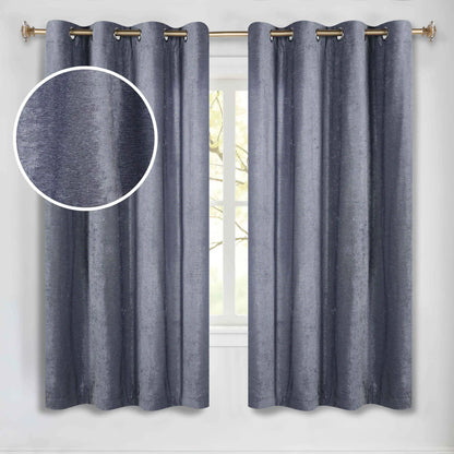 Noor Semi-Blackout Chenille Washable Grommet Curtains. Set of 2 Panels