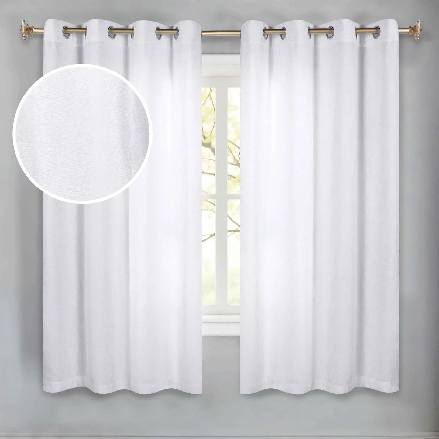 Noor Semi-Blackout Chenille Washable Grommet Curtains. Set of 2 Panels
