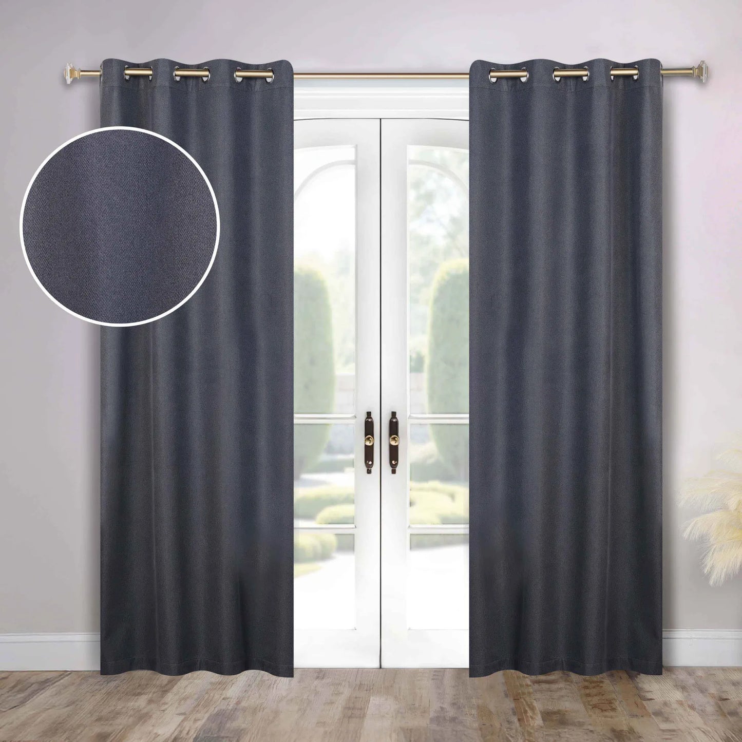 Nyan 100% Blackout Machine Washable Grommet Curtains. Set of 2 Panels