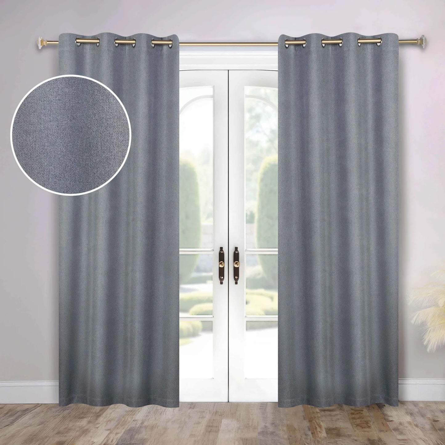 Nyan 100% Blackout Machine Washable Grommet Curtains. Set of 2 Panels
