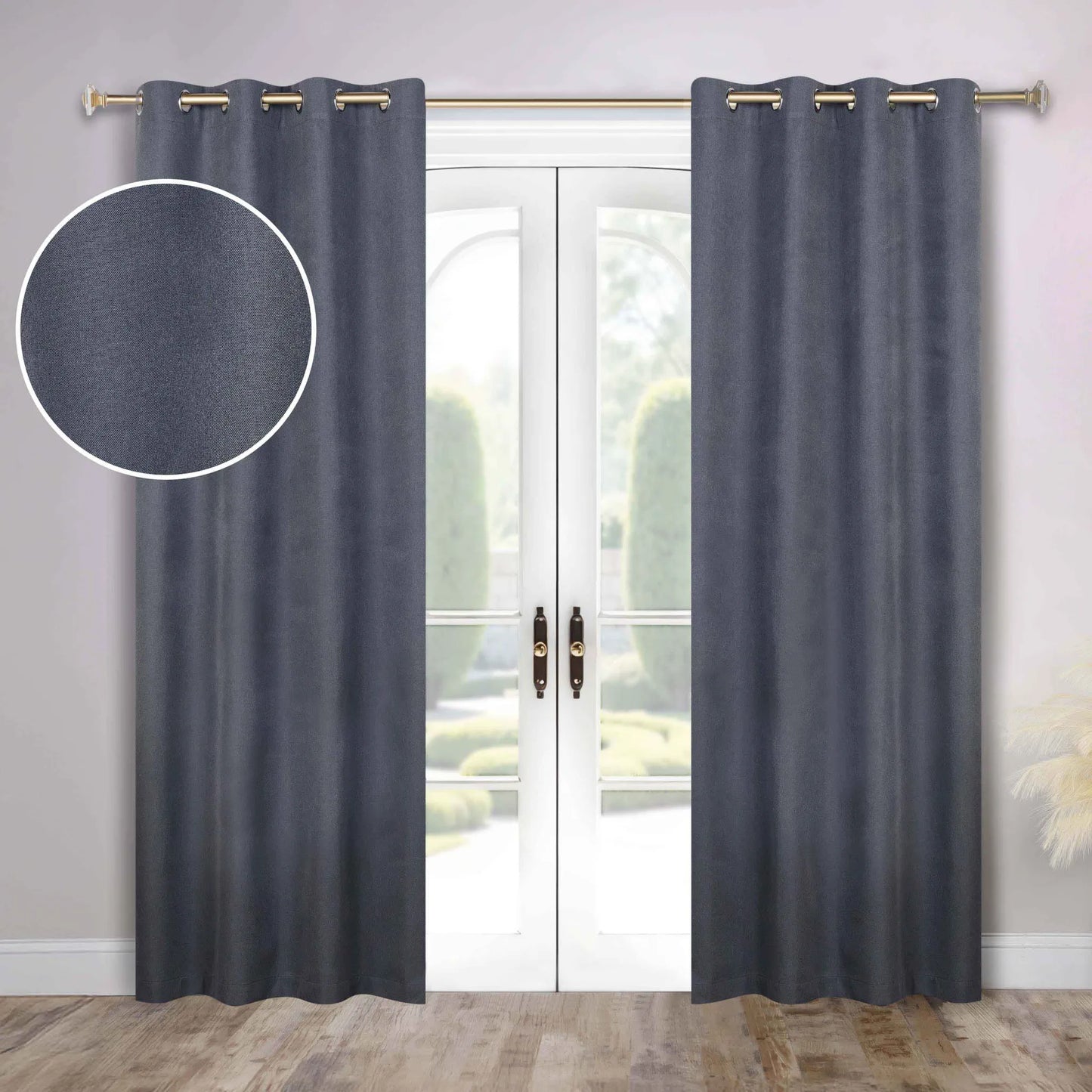 Neal 100% Blackout Machine Washable Grommet Curtains. Set of 2 Panels