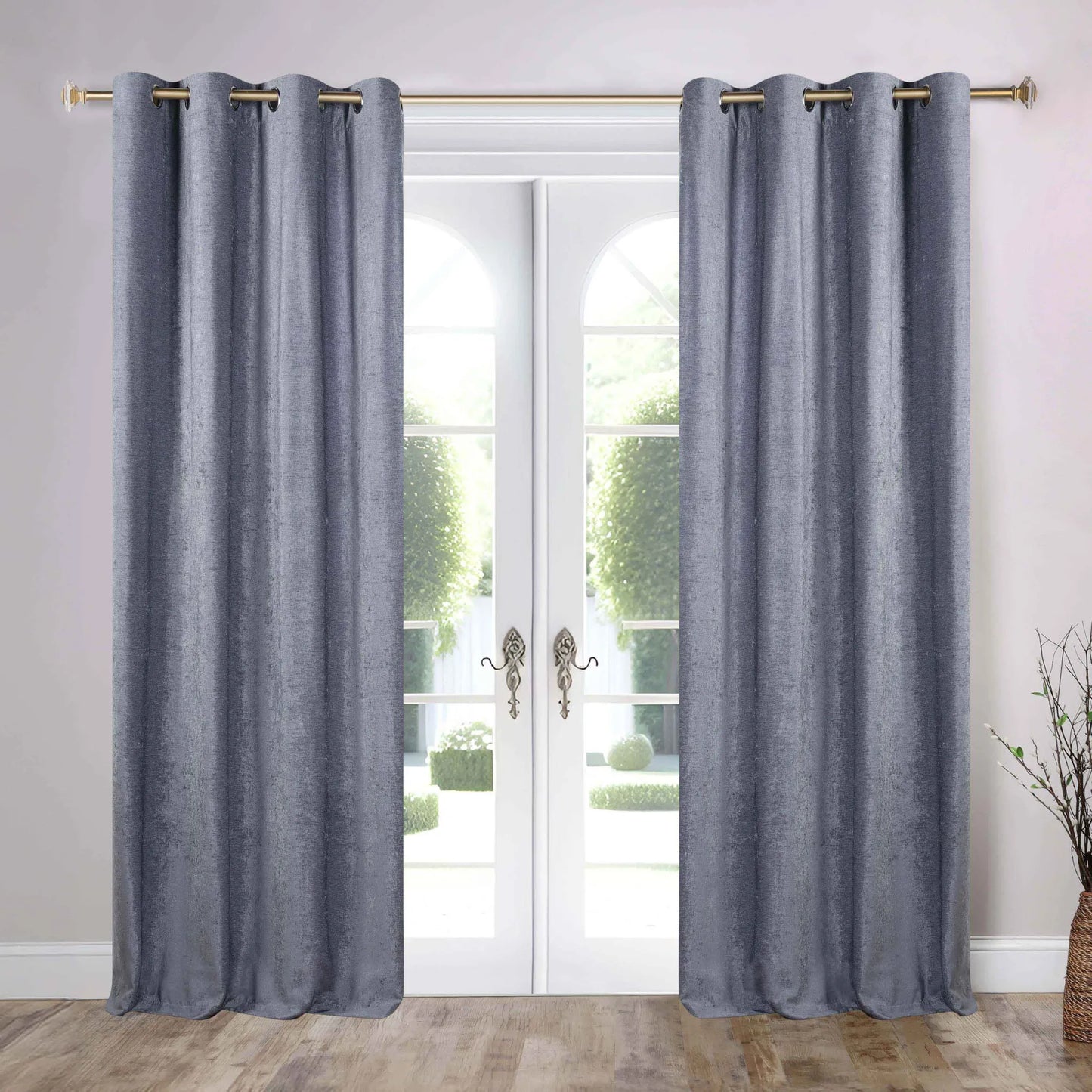 Noor Semi-Blackout Chenille Washable Grommet Curtains. Set of 2 Panels