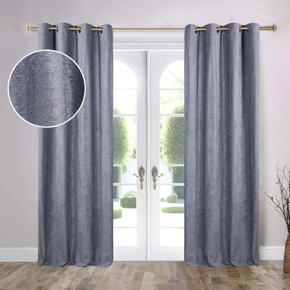 Noor Semi-Blackout Chenille Washable Grommet Curtains. Set of 2 Panels
