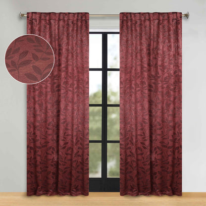 Leaves Room Darkening Back Tabs Blackout Curtain Panels. Set of 2