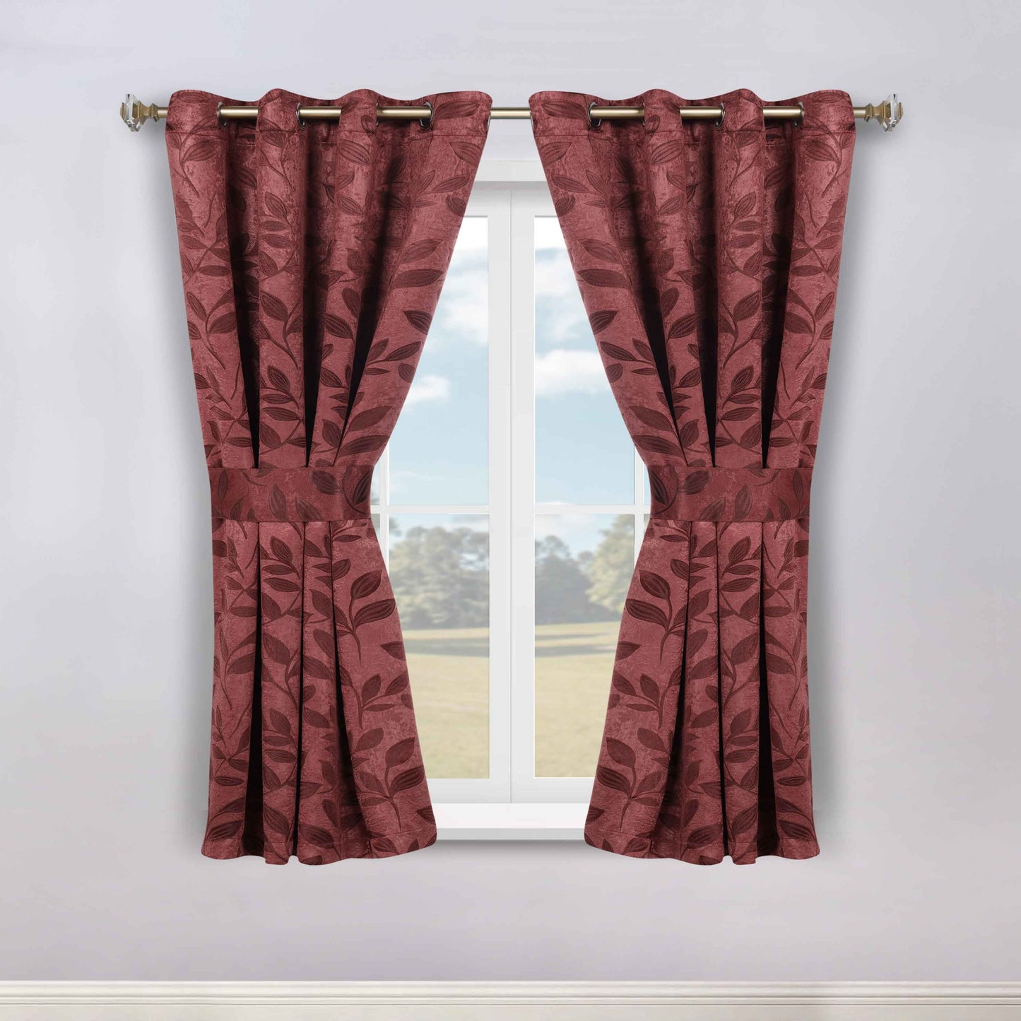 Leaves Room Darkening Washable Blackout Curtain Panels. Set of 2