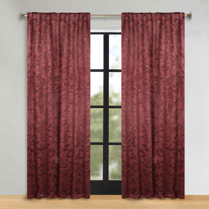 Leaves Room Darkening Back Tabs Blackout Curtain Panels. Set of 2