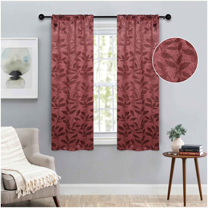 Leaves Room Darkening Washable Blackout Curtain Panels. Set of 2