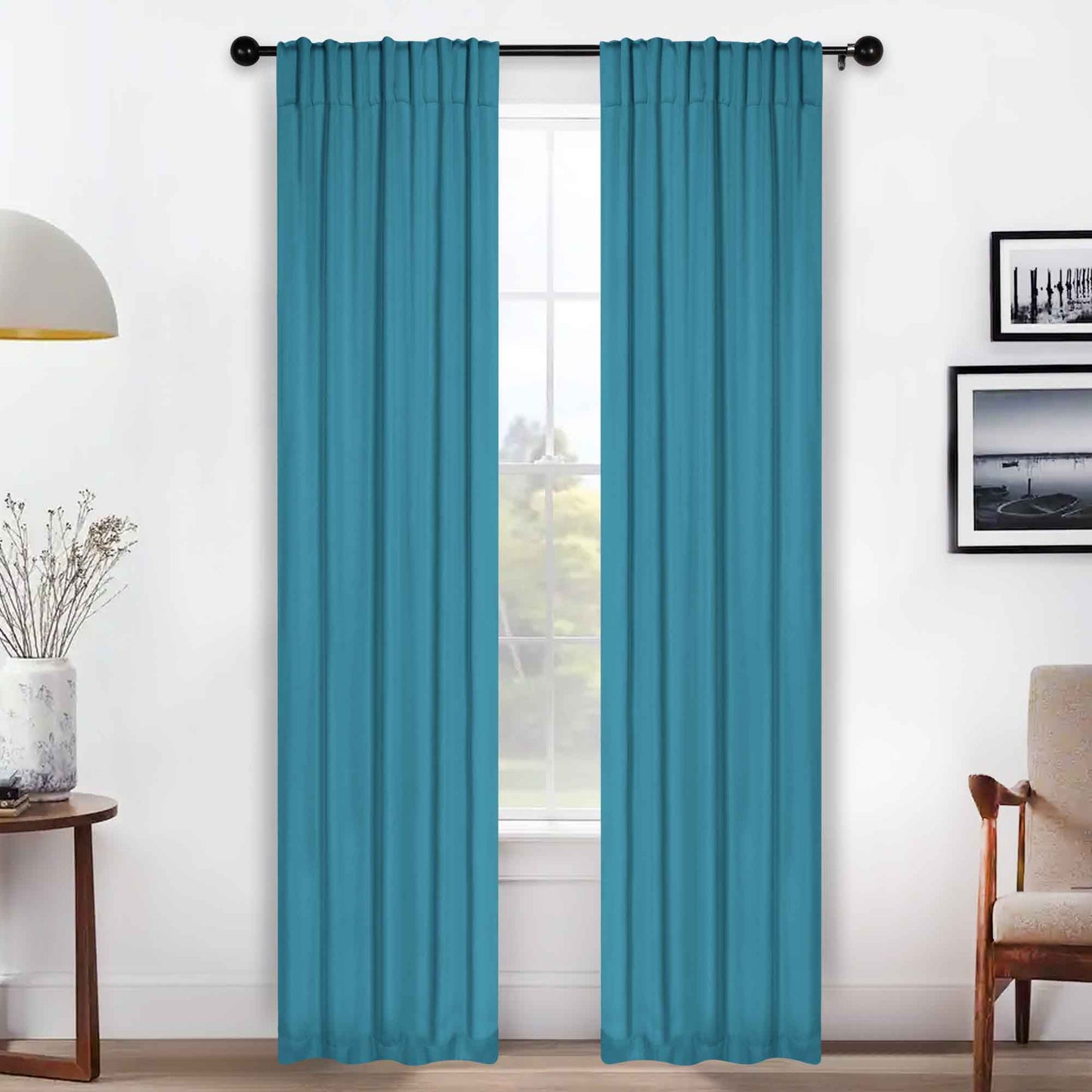 Solid Room Darkening Blackout Curtain Panels. Back Tabs. Set of 2