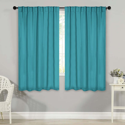 Solid Room Darkening Blackout Curtain Panels. Back Tabs. Set of 2