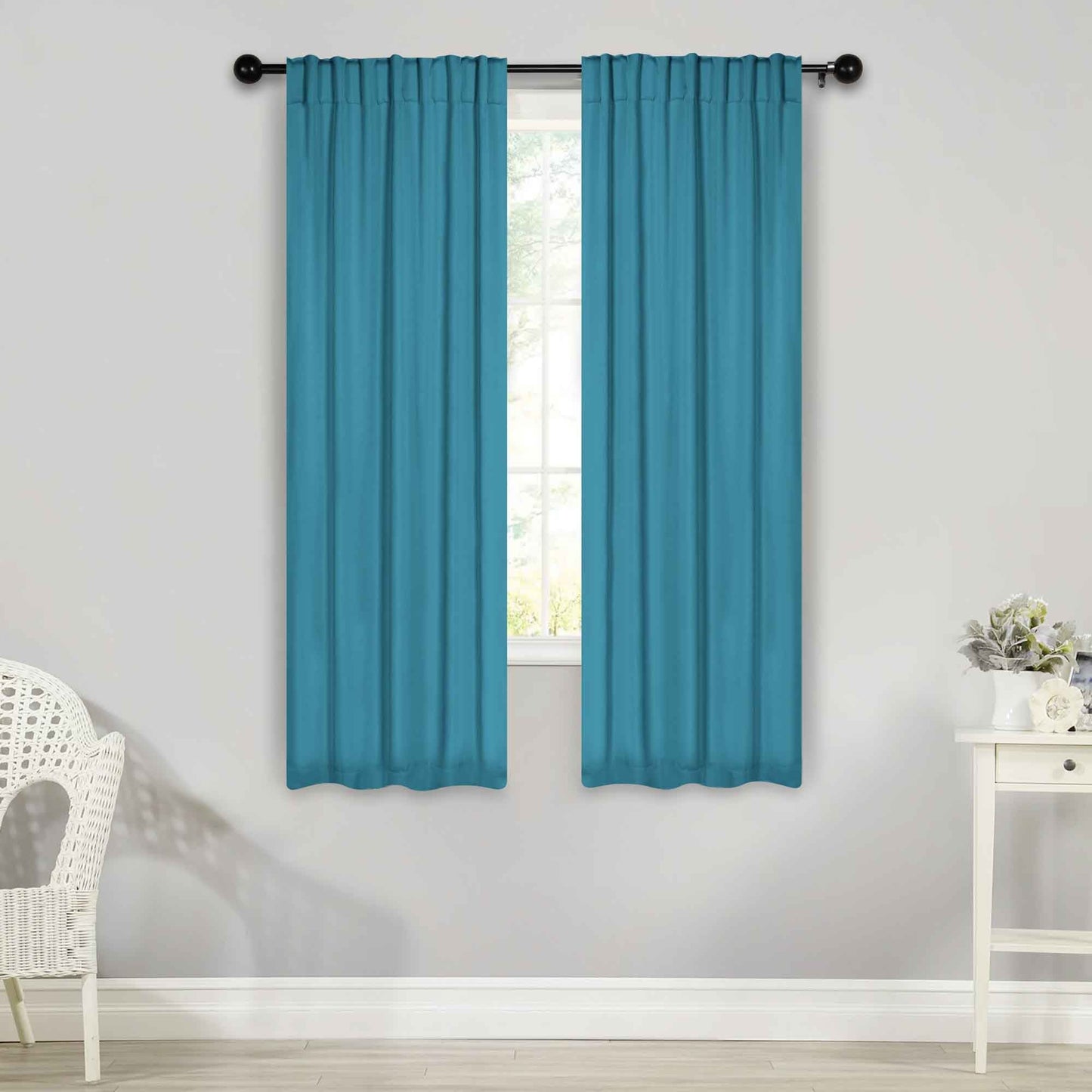 Solid Room Darkening Blackout Curtain Panels. Back Tabs. Set of 2