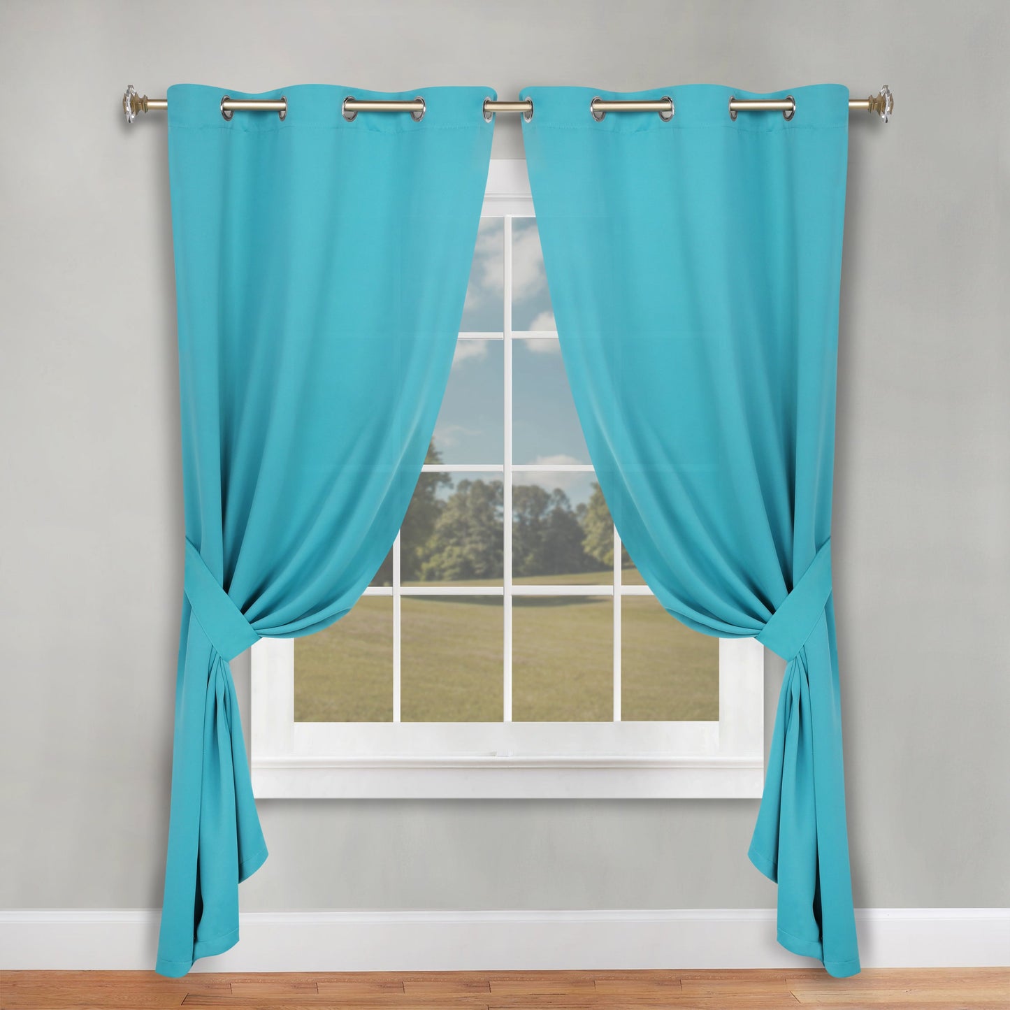 Classic Modern Solid Room Darkening Blackout Curtain Panels. Set of 2