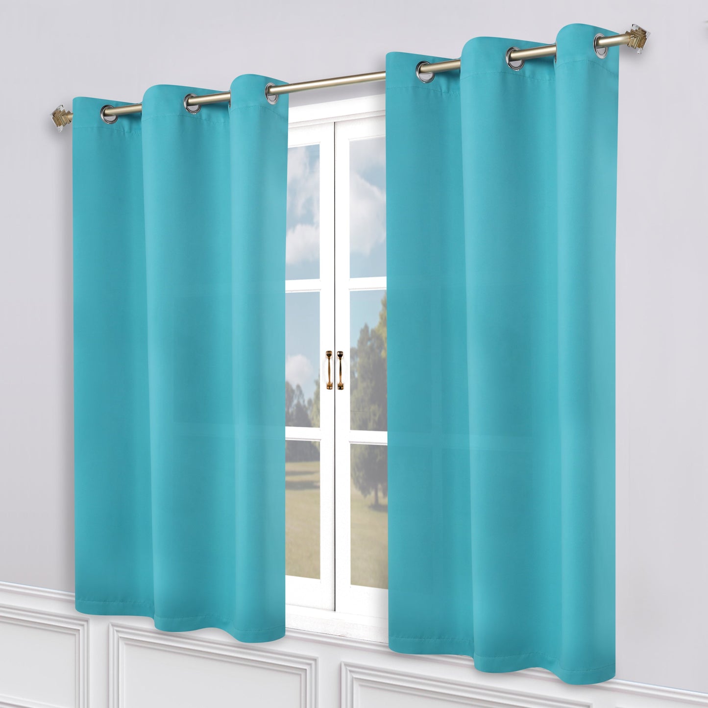 Classic Modern Solid Room Darkening Blackout Curtain Panels. Set of 2