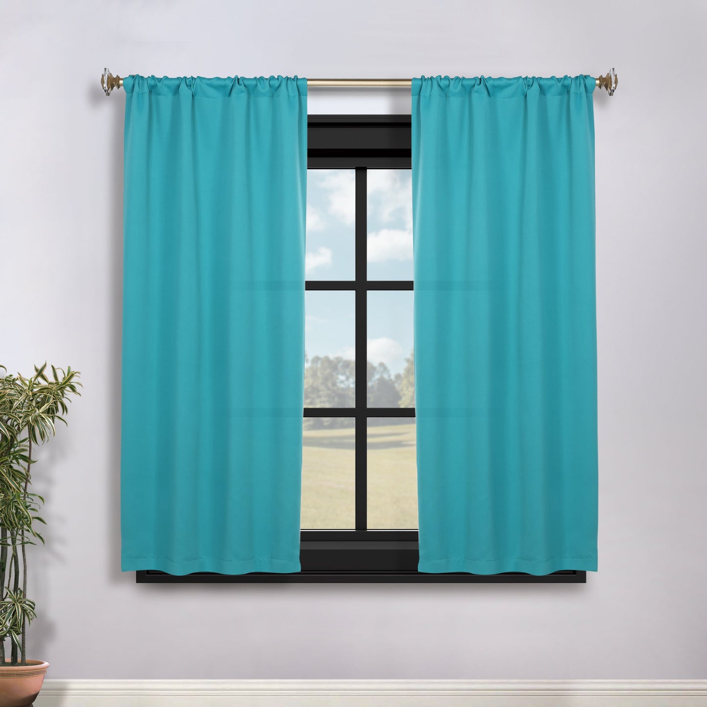 Solid Room Darkening Rod Pocket Blackout Curtain Panels. Set of 2