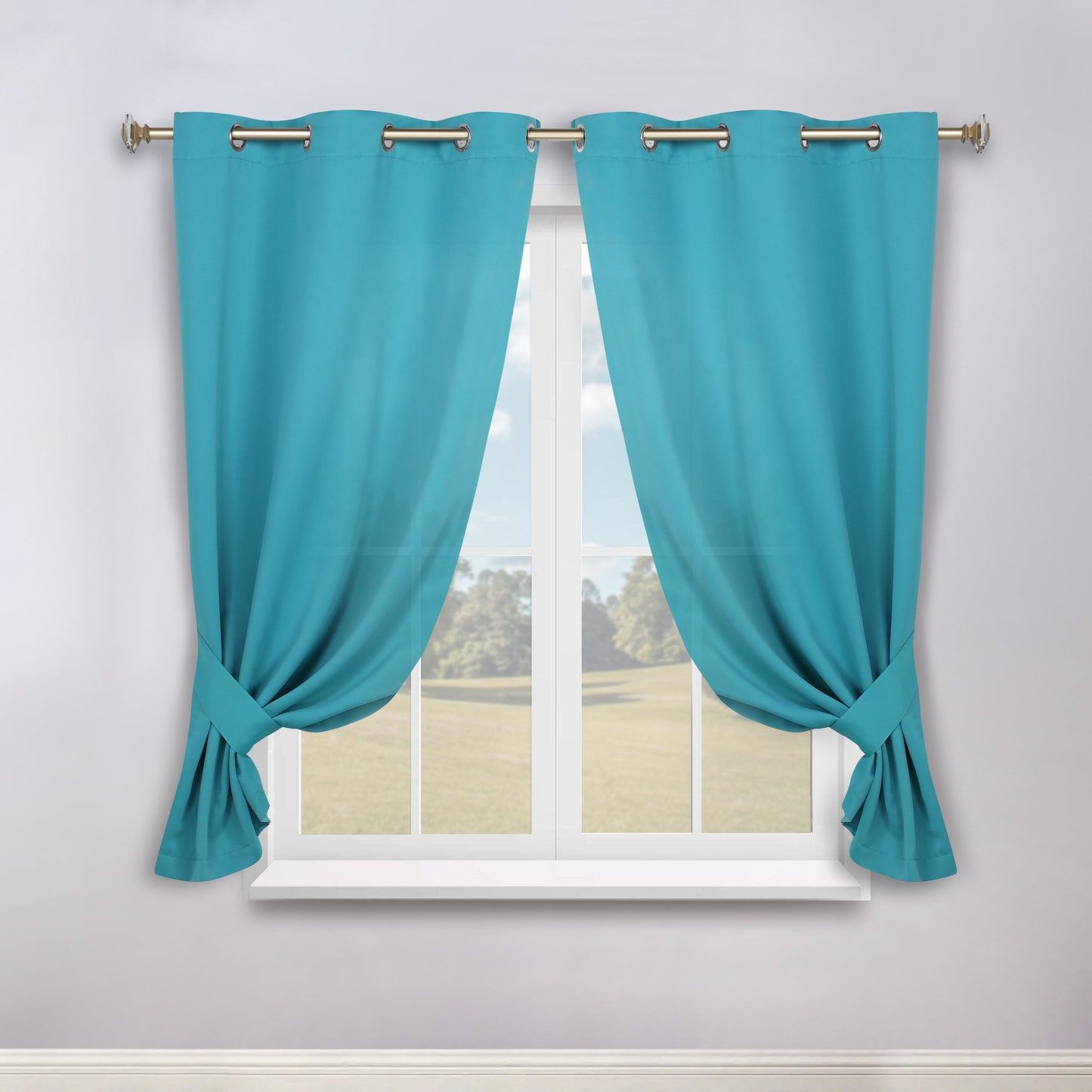 Classic Modern Solid Room Darkening Blackout Curtain Panels. Set of 2