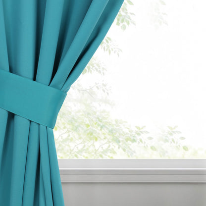 Classic Modern Solid Room Darkening Blackout Curtain Panels. Set of 2