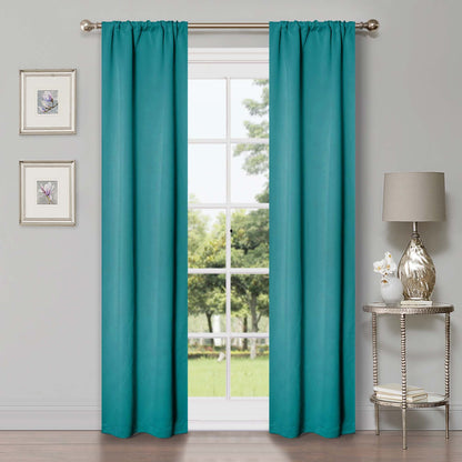 Solid Room Darkening Rod Pocket Blackout Curtain Panels. Set of 2