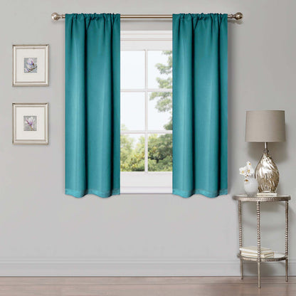 Solid Room Darkening Rod Pocket Blackout Curtain Panels. Set of 2