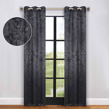 Leaves Room Darkening Grommet Blackout Curtain Panels. Set of 2
