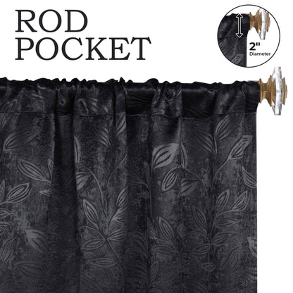 Leaves Room Darkening Washable Blackout Curtain Panels. Set of 2