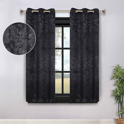 Leaves Room Darkening Grommet Blackout Curtain Panels. Set of 2