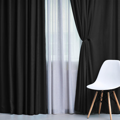 Solid Machine Washable Room Darkening Blackout Curtains. Set of 2