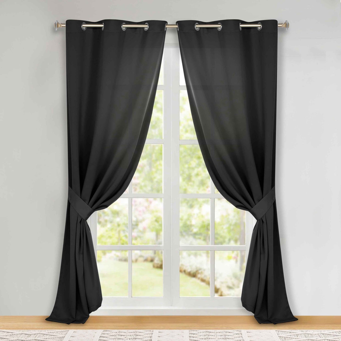 Classic Modern Solid Room Darkening Blackout Curtain Panels. Set of 2