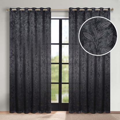 Leaves Room Darkening Grommet Blackout Curtain Panels. Set of 2