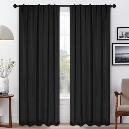 Solid Room Darkening Blackout Curtain Panels. Back Tabs. Set of 2