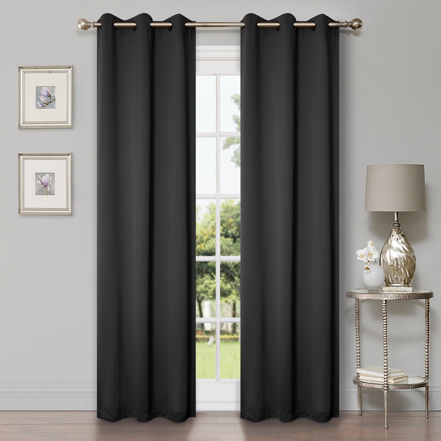 Solid Machine Washable Room Darkening Blackout Curtains. Set of 2