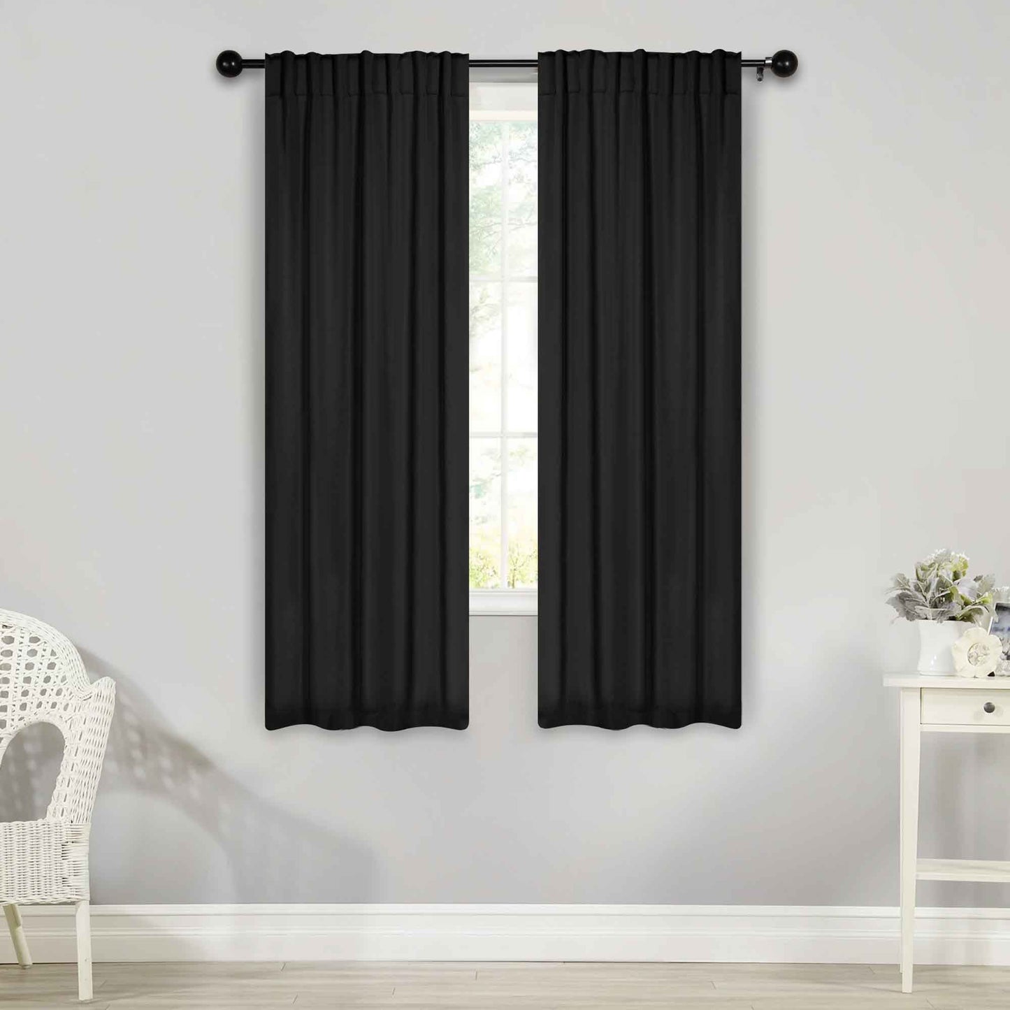 Solid Room Darkening Blackout Curtain Panels. Back Tabs. Set of 2