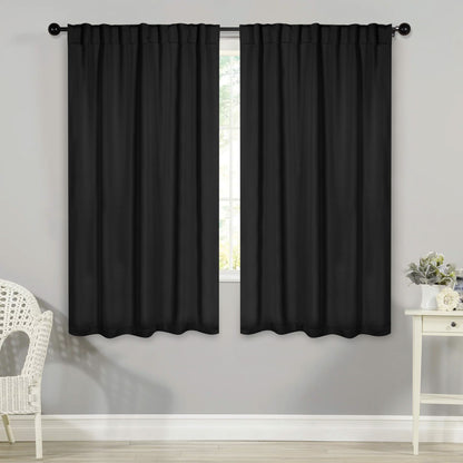 Solid Room Darkening Blackout Curtain Panels. Back Tabs. Set of 2