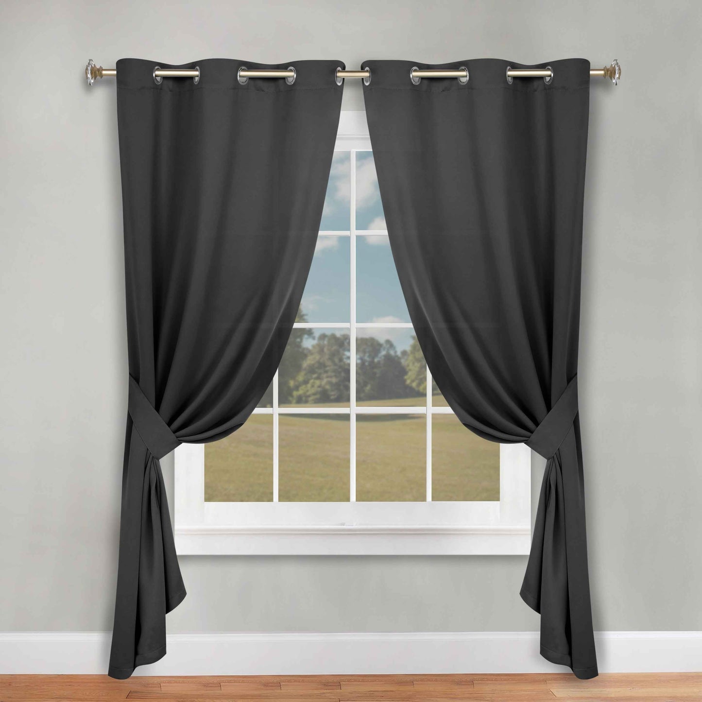 Classic Modern Solid Room Darkening Blackout Curtain Panels. Set of 2
