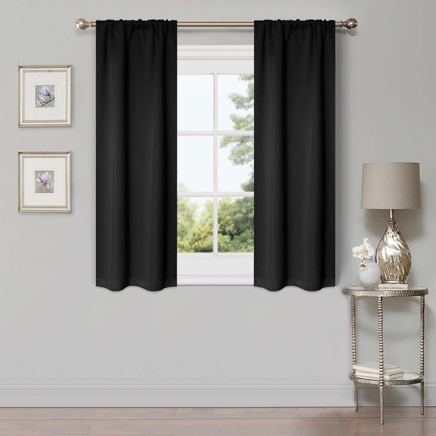 Solid Machine Washable Room Darkening Blackout Curtains. Set of 2