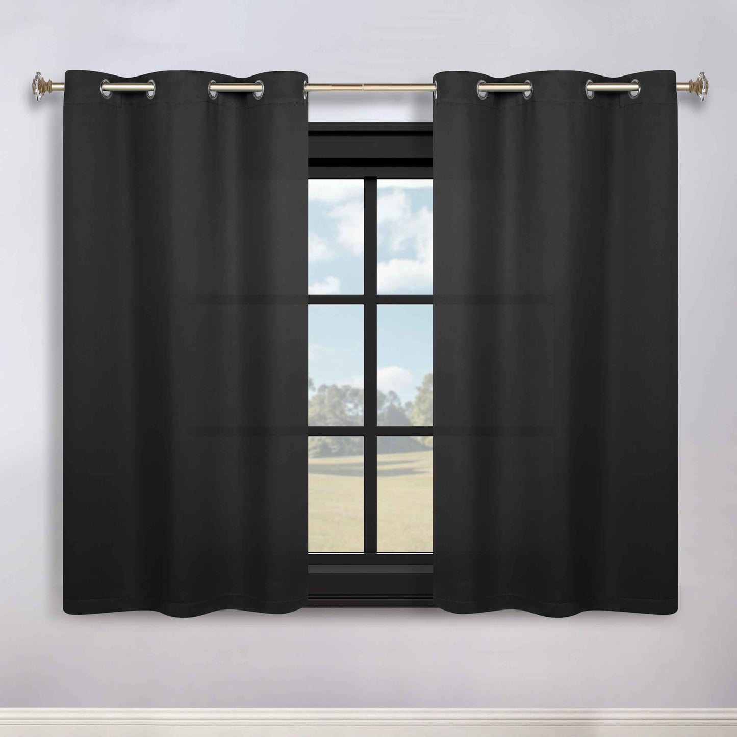 Classic Modern Solid Room Darkening Blackout Curtain Panels. Set of 2