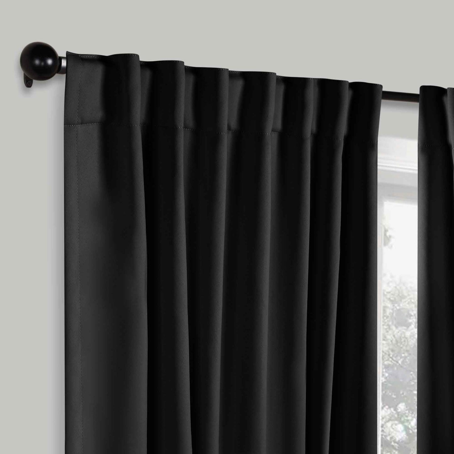Solid Room Darkening Blackout Curtain Panels. Back Tabs. Set of 2