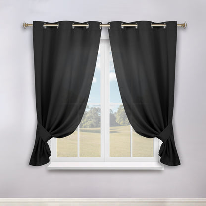 Classic Modern Solid Room Darkening Blackout Curtain Panels. Set of 2