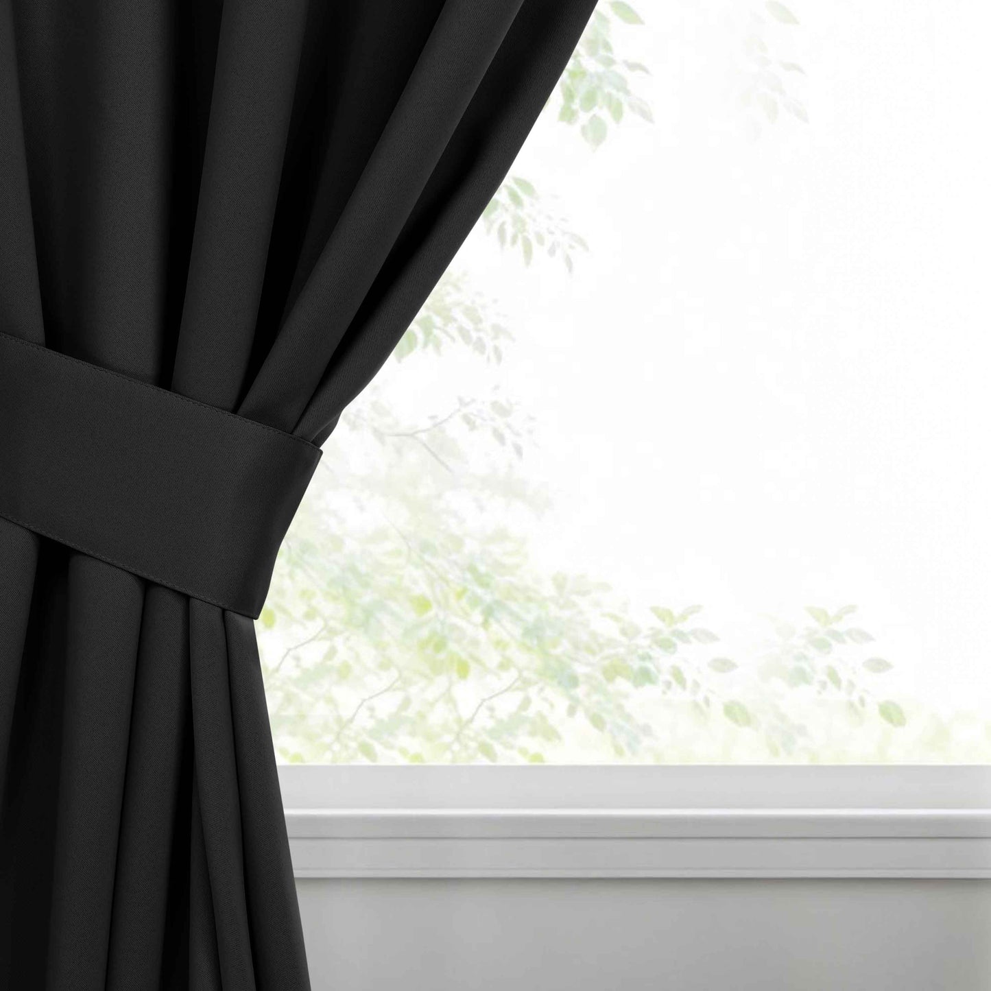 Classic Modern Solid Room Darkening Blackout Curtain Panels. Set of 2